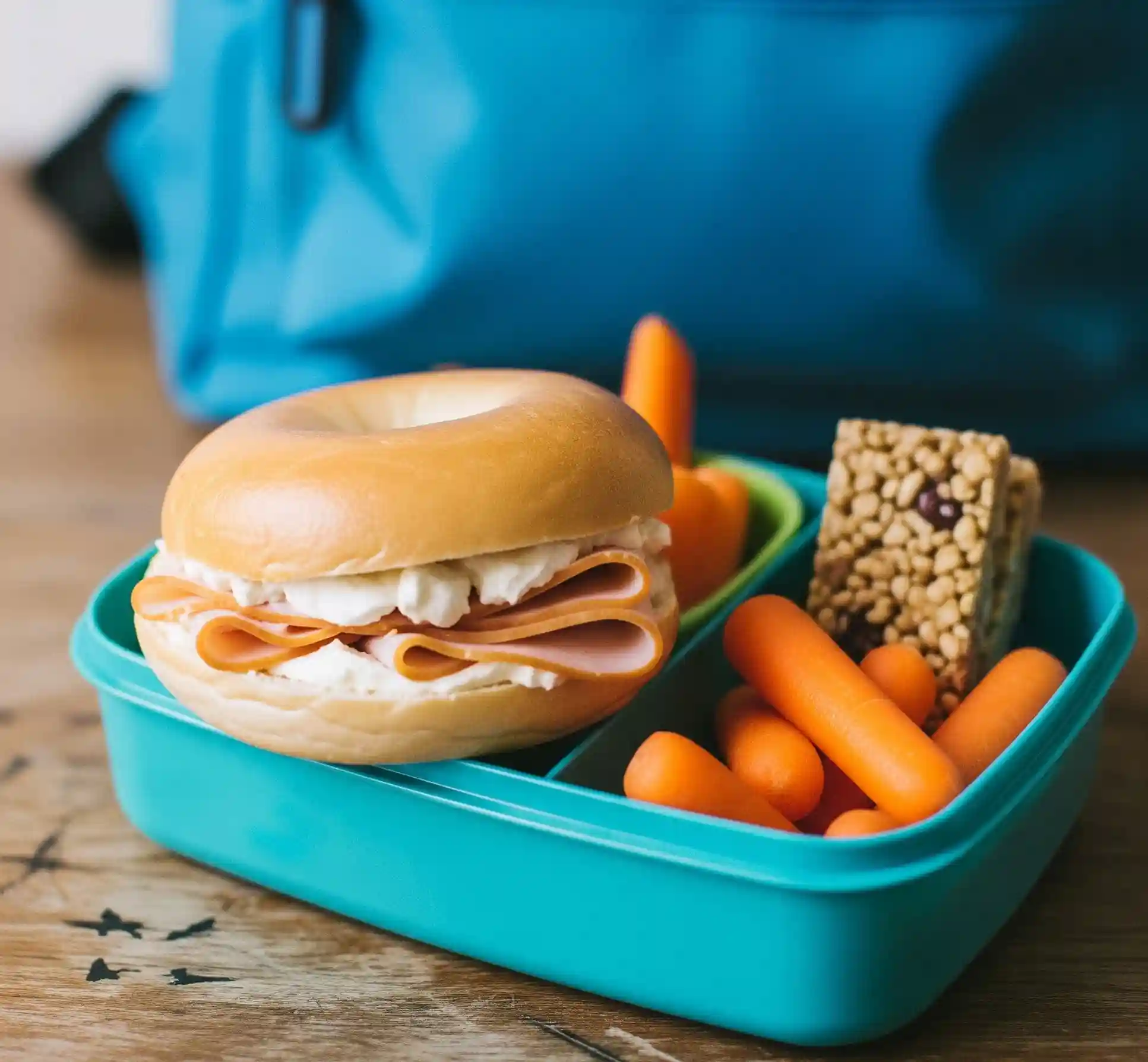 Bagel Sandwich with Cream Cheese and Turkey