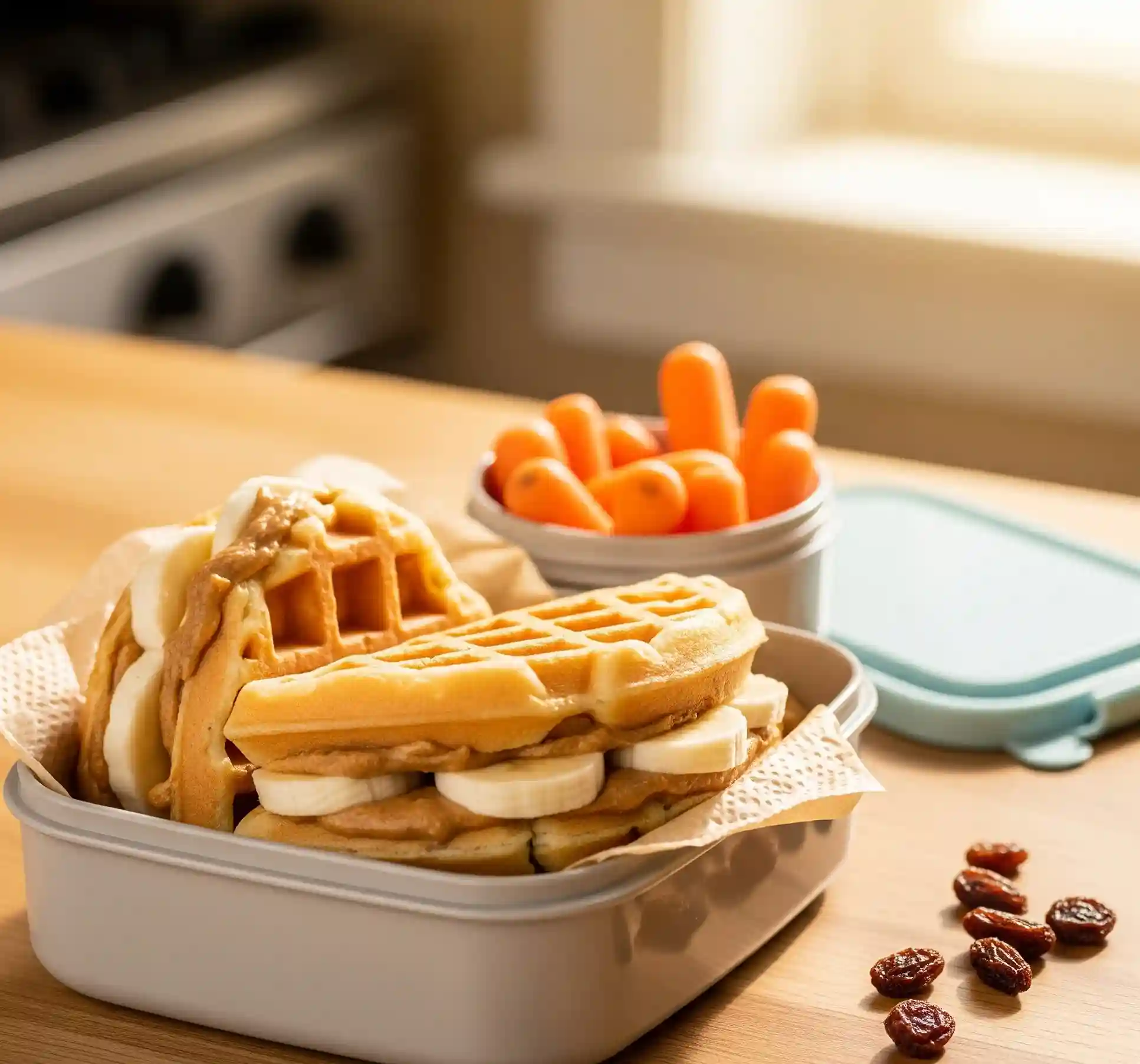 Breakfast Waffle Sandwich with Banana