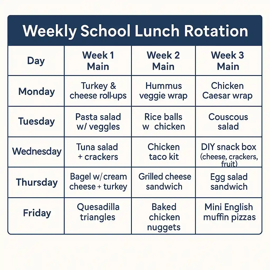 weekly luch ideas