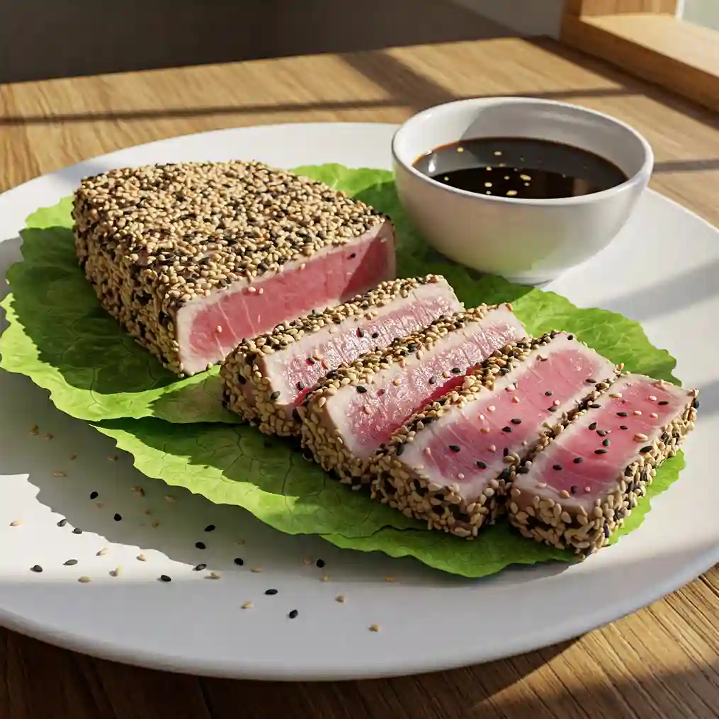 Sesame Crusted Tuna Steaks With Ginger-Soy Sauce