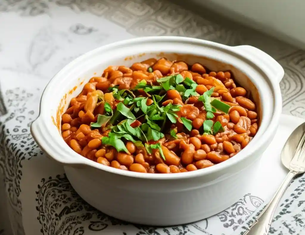 Slow Cooker Vegetarian Baked Beans