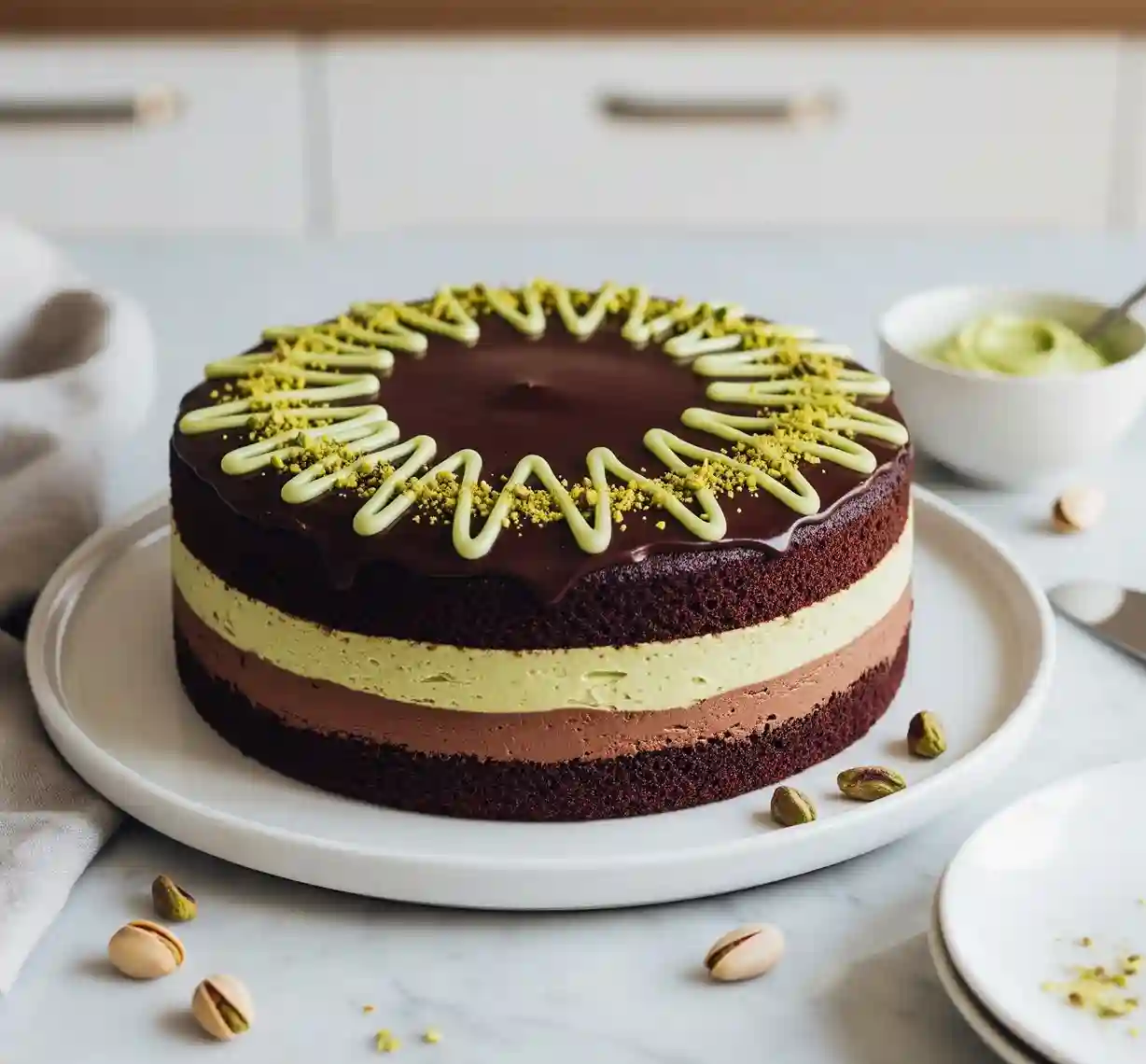 Dubai Chocolate Pistachio Mousse Cake