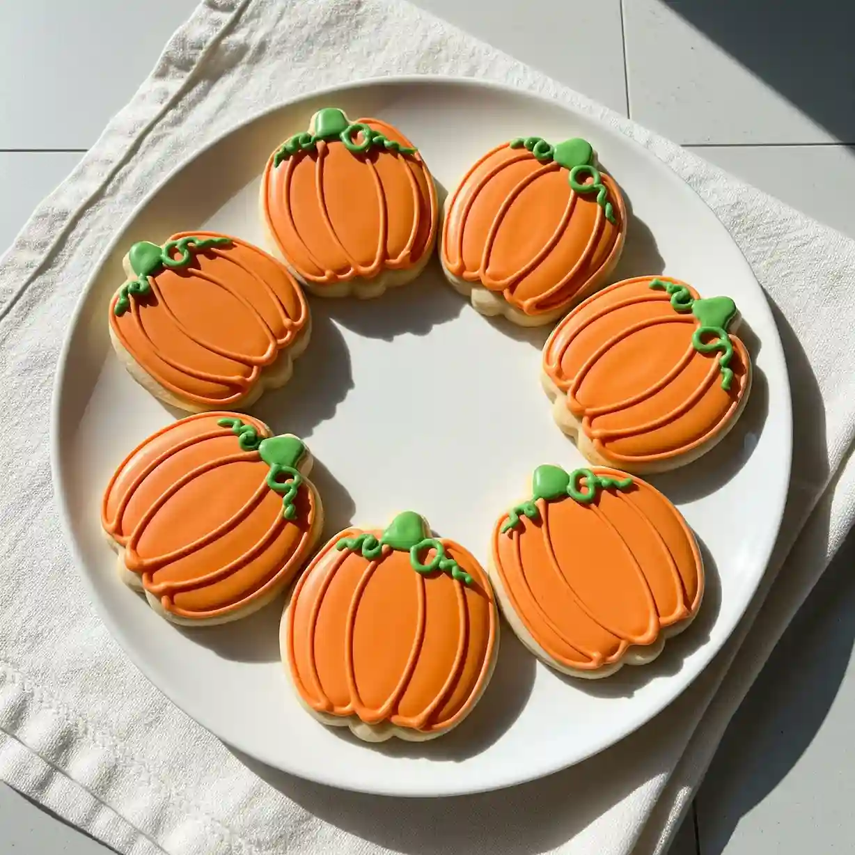 decorated pumpkin shaped cookies