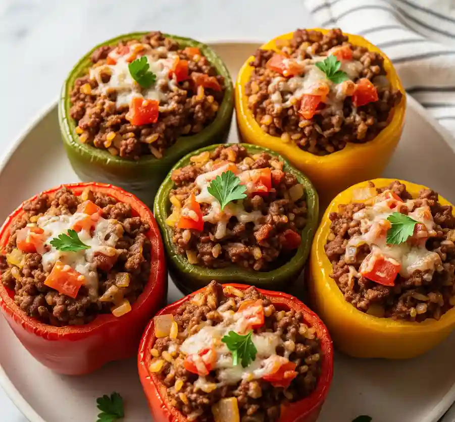 Stuffed Bell Peppers With Ground Beef