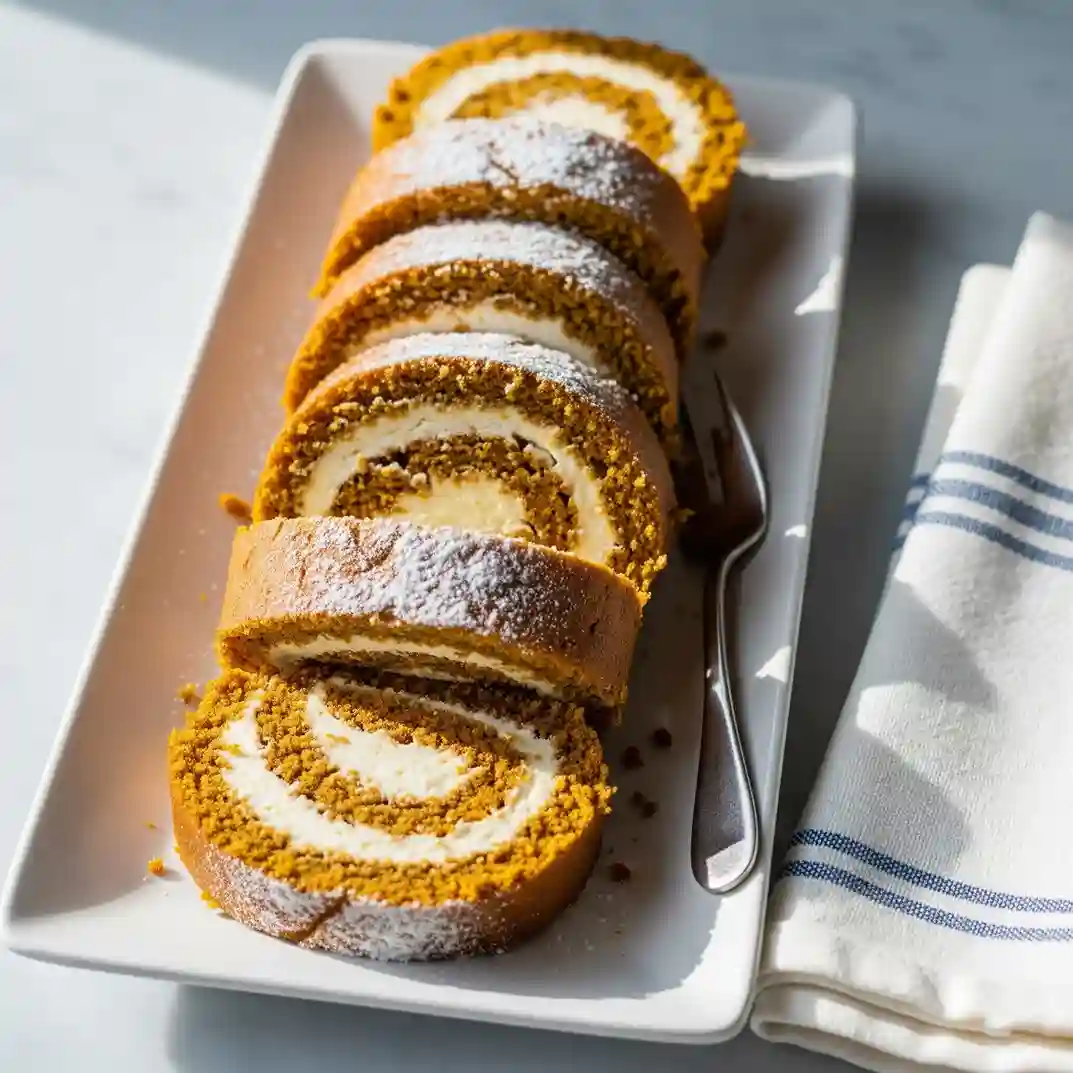 Pumpkin Cake Roll With Cream Cheese Filling
