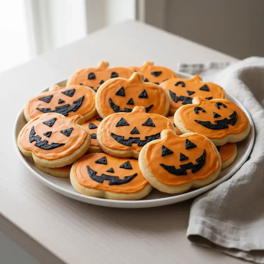 Halloween Pumpkin Face Cookies
