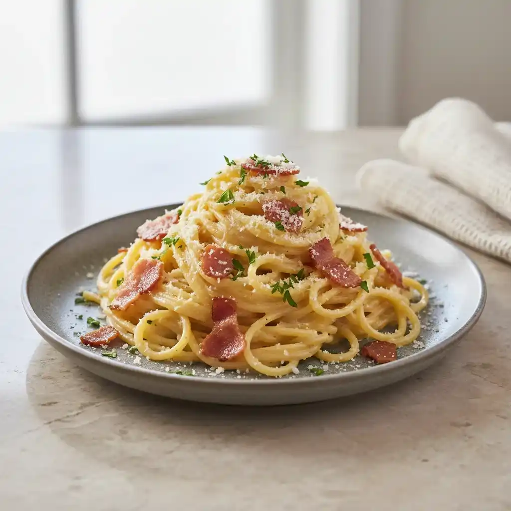 spaghetti carbonara with cream
